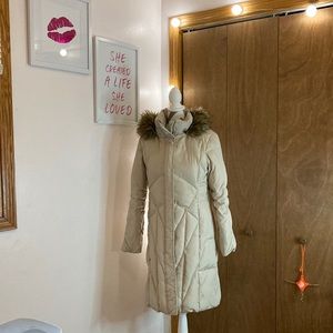 Beautiful Calvin Klein coat with fur hood. Gently worn.